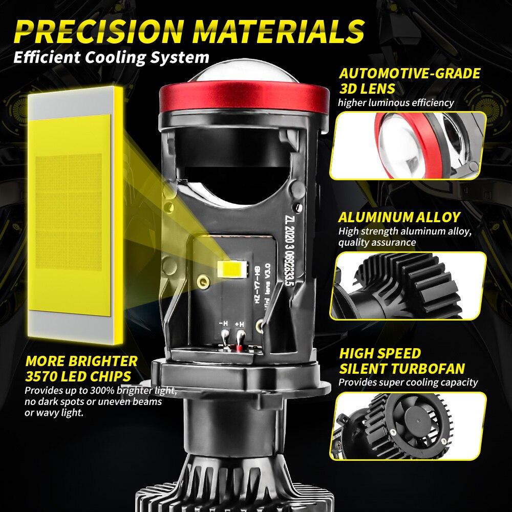 Y7D H4 LED Headlight Canbus Car Light 6500K 90W 18000LM Conversion Kit High/Low Beam