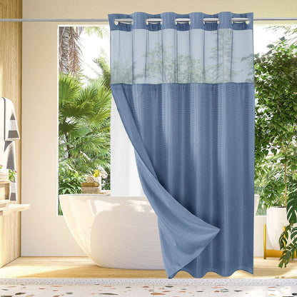 🔥🔥No Hook Shower Curtain with Snap in Liner