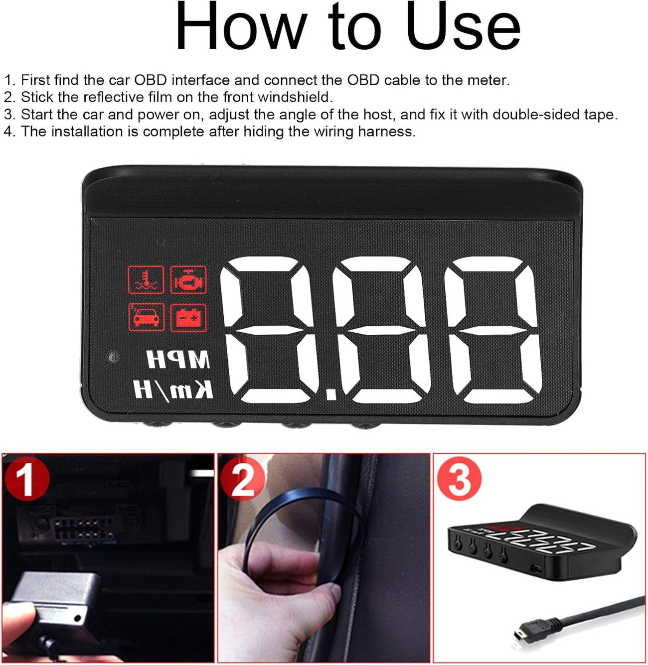 OBD2 HUD Car Head Up Display Projector Speedometer