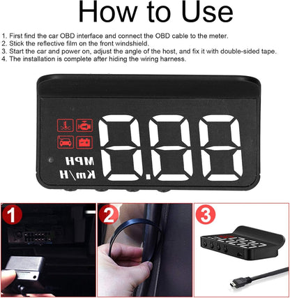 OBD2 HUD Car Head Up Display Projector Speedometer