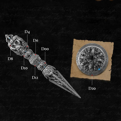 🔥Last Day 49% OFF💀Metal Wand Skull Dice & Bone RPG Dice Set