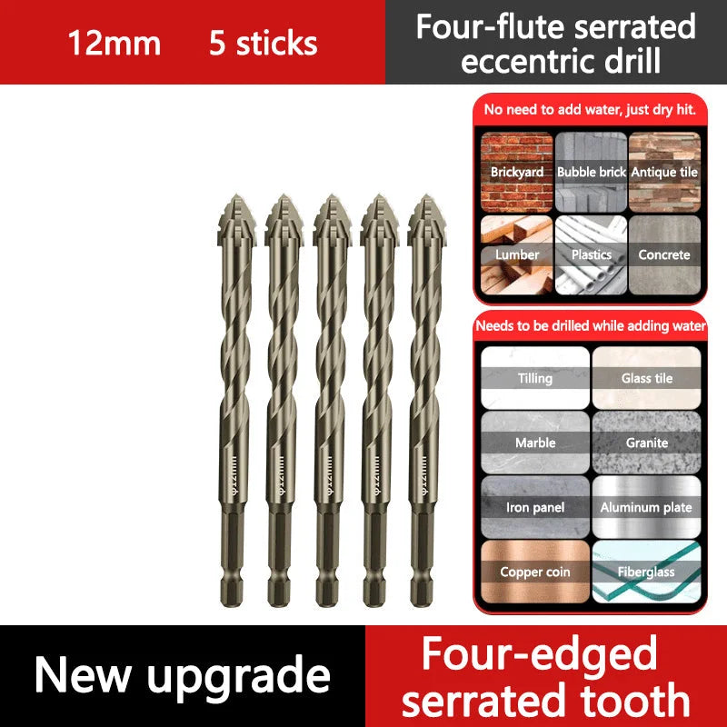 🔥2025 Hot Sale 50% OFF🔥High-Strength 4-Flute Serrated Eccentric Drill Bit Kit