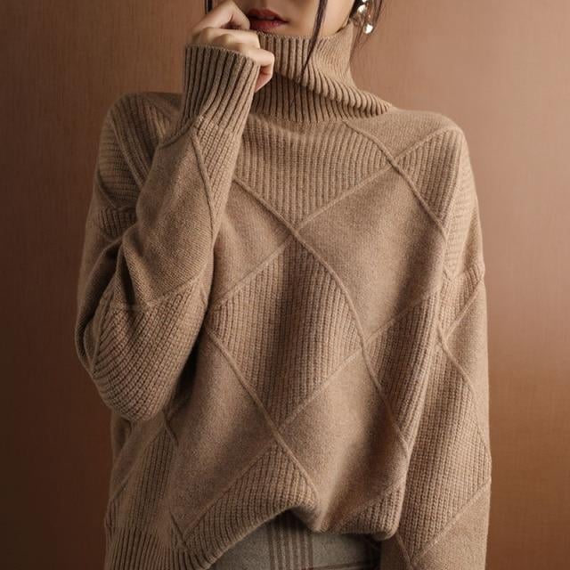 Loose Turtleneck Sweater Cardigan