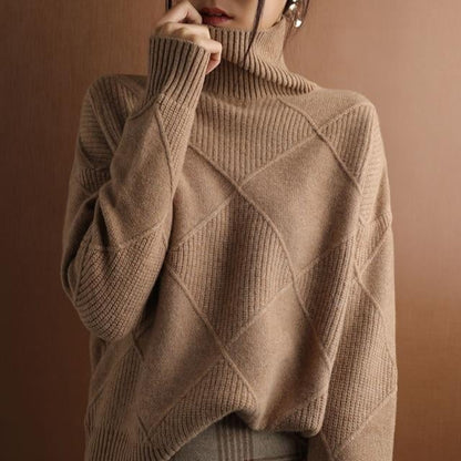 Loose Turtleneck Sweater Cardigan
