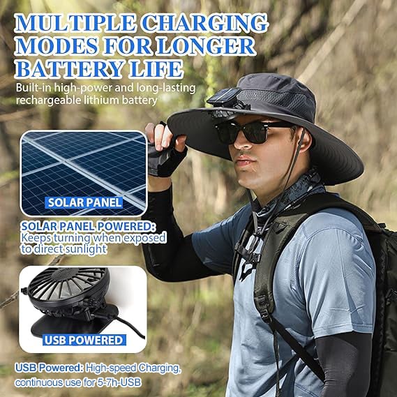 🏆 50K+ SOLD! 70% OFF – Almost Gone-⚡2025 New Ultralight Solar Fan Sun Hat – Lighter Than a Baseball!⚾(Only 11oz)