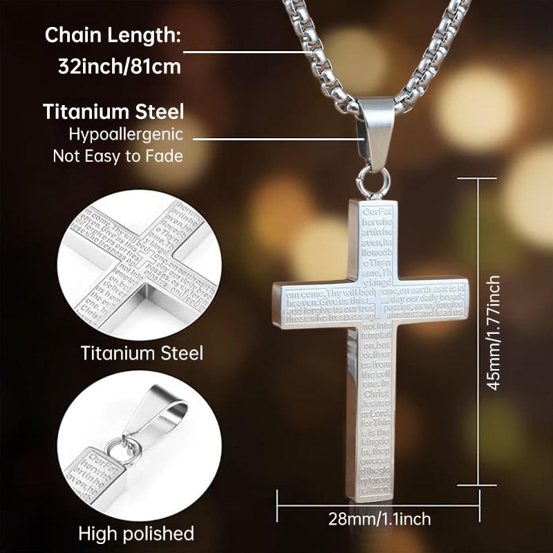 💖Last Day 49% OFF - ✝️Lord's Prayer Scibble Cross Necklace
