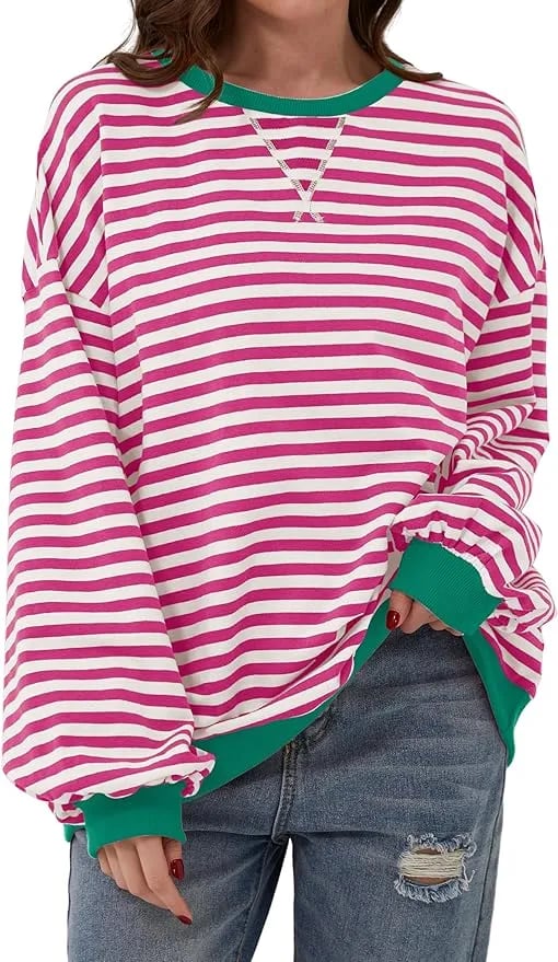 🎁Last Day Sale 50% OFF🏆️2024 Womens Stripes Color Block Sweatshirts