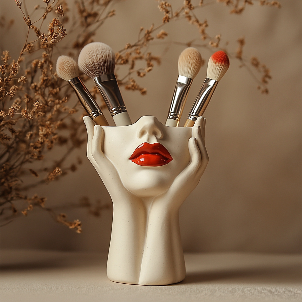 Sculptural Face Makeup Brush Holder