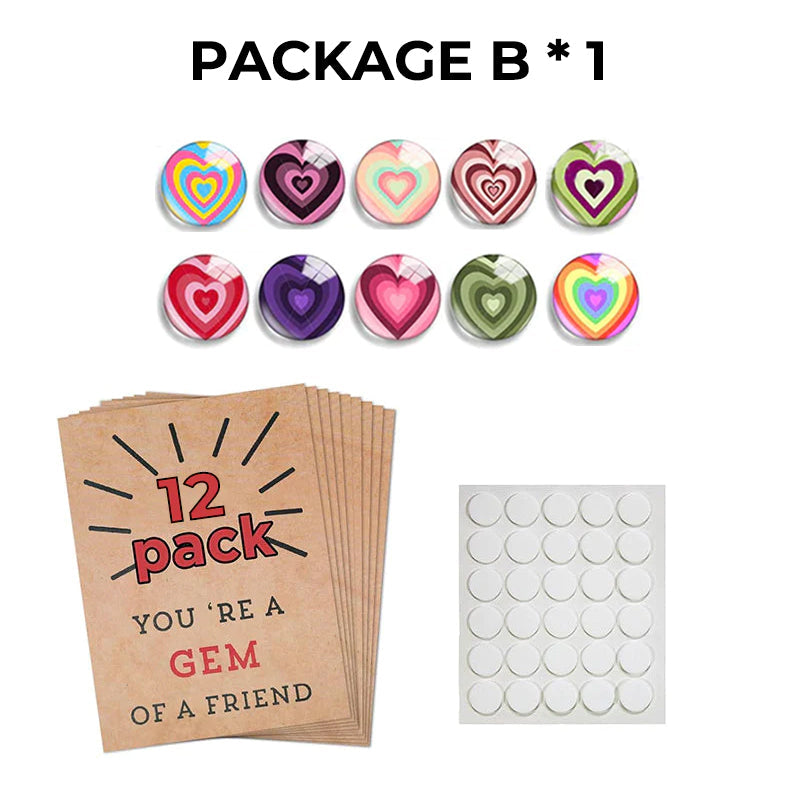 24 Pack Valentines Cards with Heart-Shape Stones