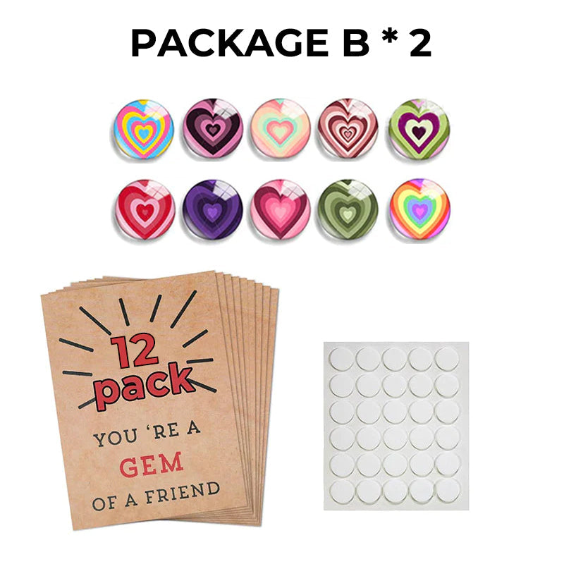 24 Pack Valentines Cards with Heart-Shape Stones
