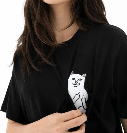 😾🖕Pocket Middle Finger Cat T-Shirt