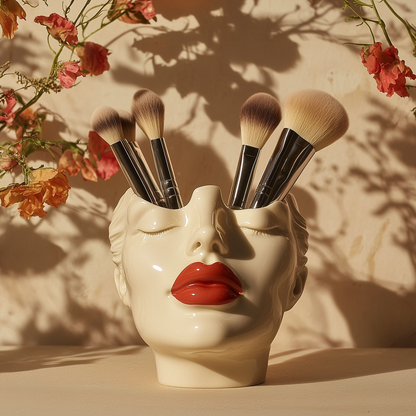 Sculptural Face Makeup Brush Holder