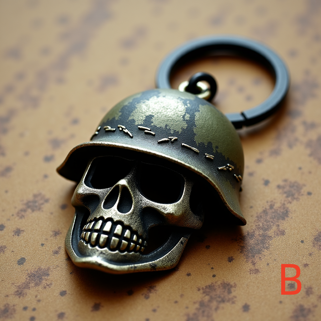 Military Skull Keychain