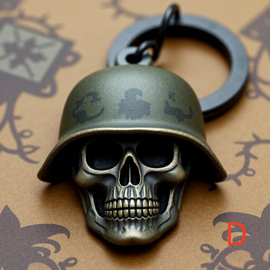 Military Skull Keychain