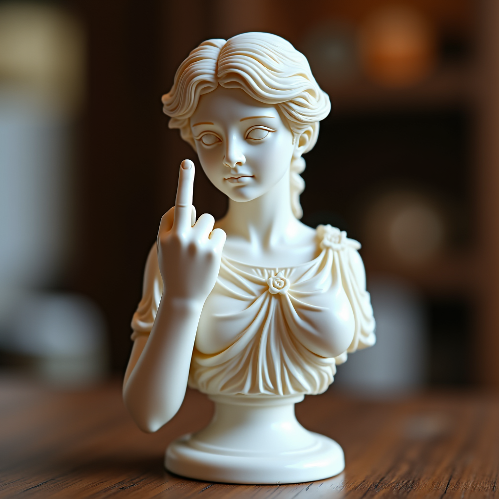 Unapologetic Venus: The Middle Finger Statue - Bold Art for Modern Rebels