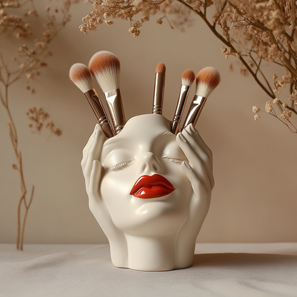 Sculptural Face Makeup Brush Holder