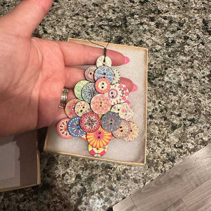 🎄Happy Tree Handmade Button Ornament