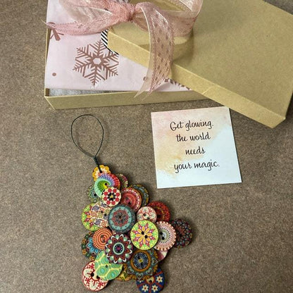 🎄Happy Tree Handmade Button Ornament
