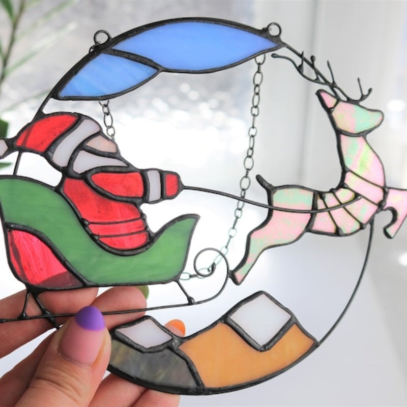 🎅Santa Claus Reindeer Light Catcher🦌