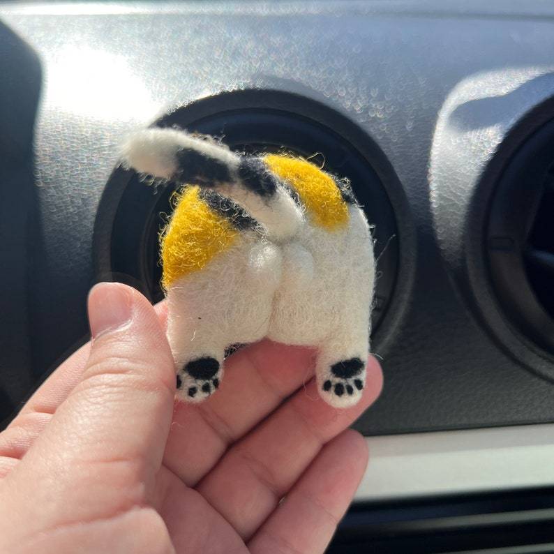 😻Handmade-Needle felted butt gag cat car accessories