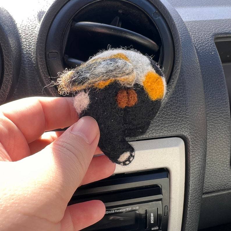 😻Handmade-Needle felted butt gag cat car accessories