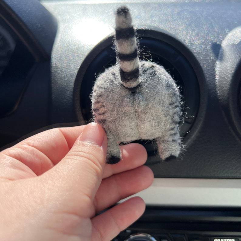 😻Handmade-Needle felted butt gag cat car accessories