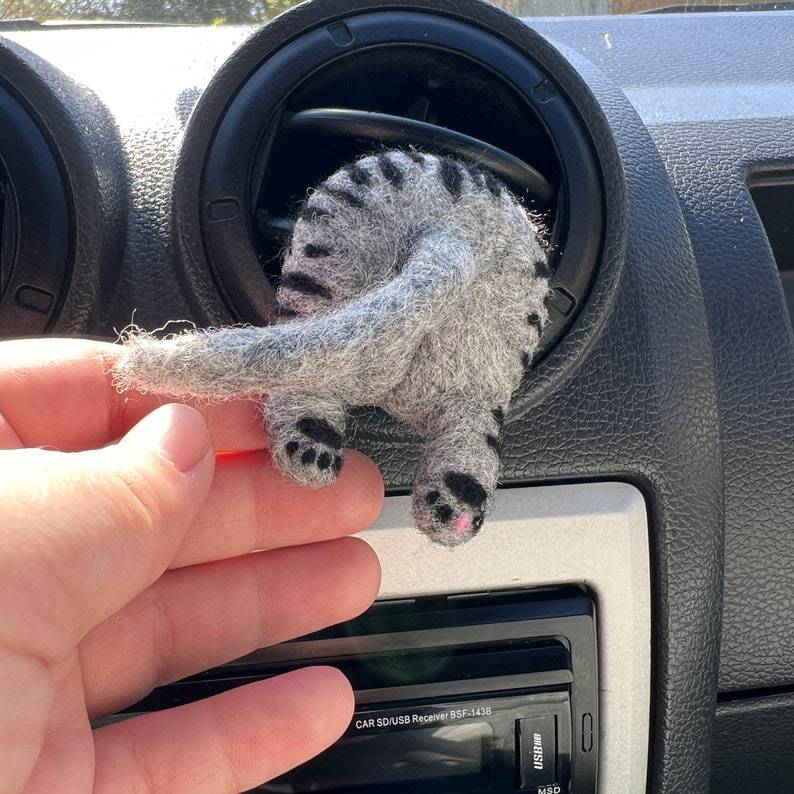 😻Handmade-Needle felted butt gag cat car accessories