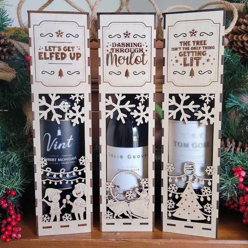 🎅Christmas Funny Wooden Wine Box