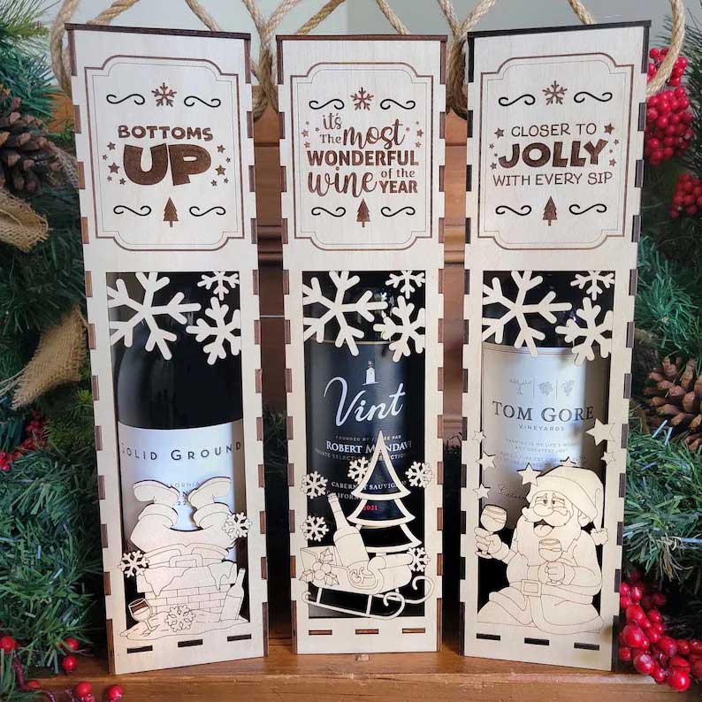 🎅Christmas Funny Wooden Wine Box