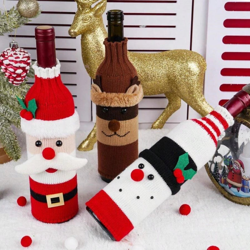🎅Christmas Cartoon knitted wine bottle set🍷