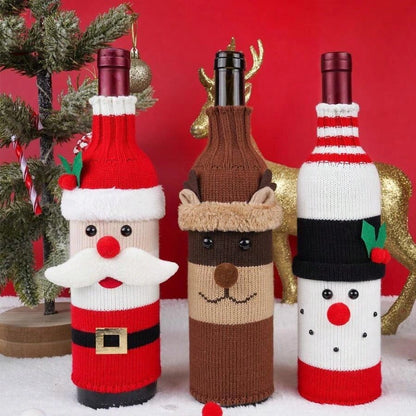🎅Christmas Cartoon knitted wine bottle set🍷