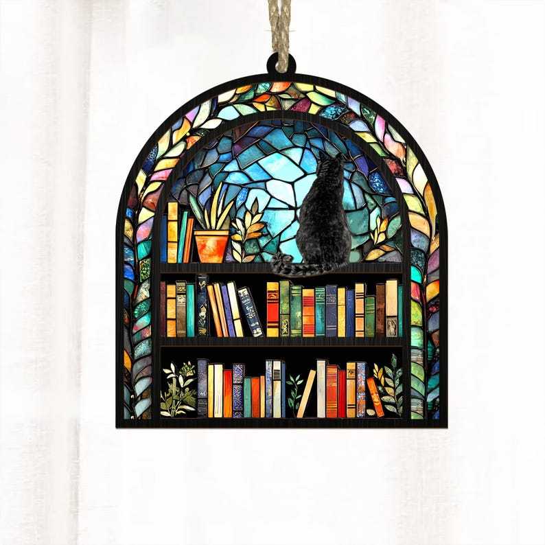 🎄2024 Christmas Gift 50% Off--Acrylic Cat Book Suncatcher Ornament