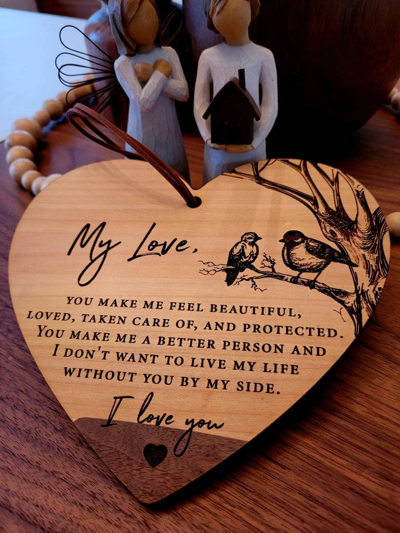 💖Love Messages for Him - Heart Shaped Wooden Sign💖