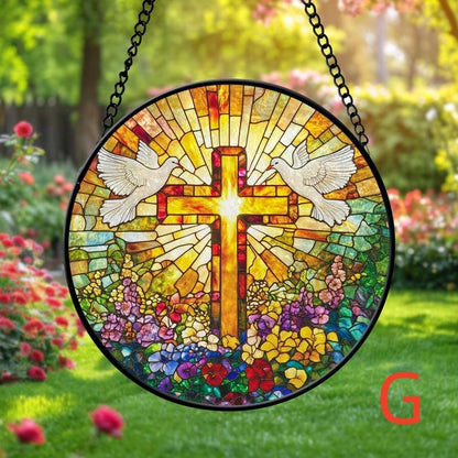 🔥🔥Last Day 50% Off--Cross And Wild Flower Suncatcher Ornament