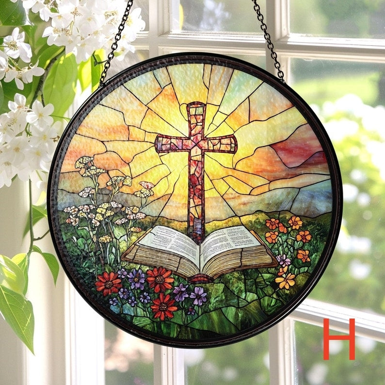 🔥🔥Last Day 50% Off--Cross And Wild Flower Suncatcher Ornament