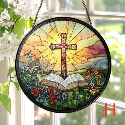 🔥🔥Last Day 50% Off--Cross And Wild Flower Suncatcher Ornament