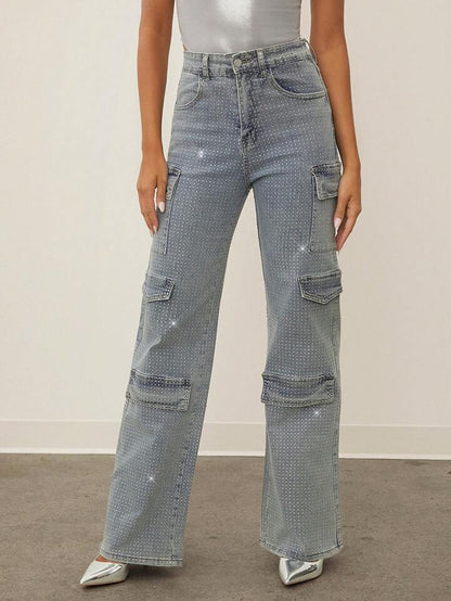 Rhinestone Cargo Jeans