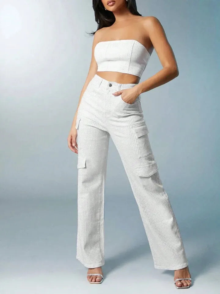 Rhinestone Cargo Jeans