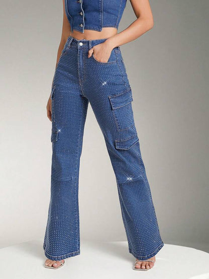Rhinestone Cargo Jeans