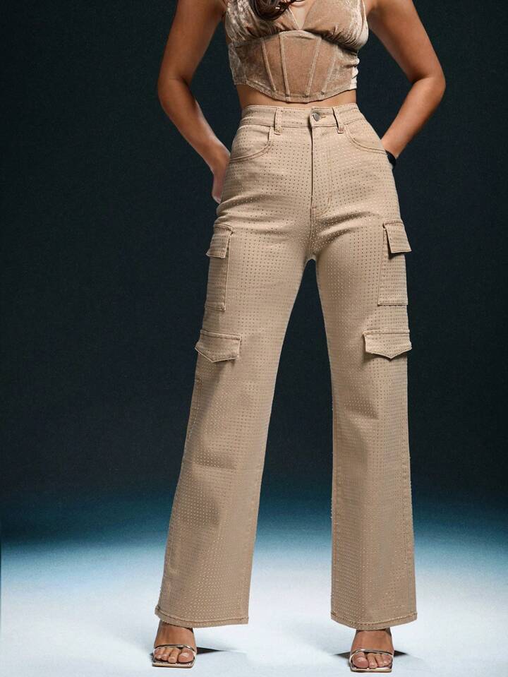 Rhinestone Cargo Jeans