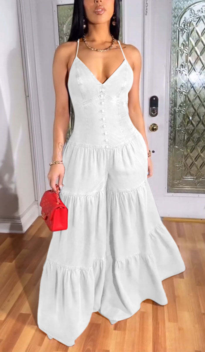 Sexy Halterneck Sleeveless Denim Dress