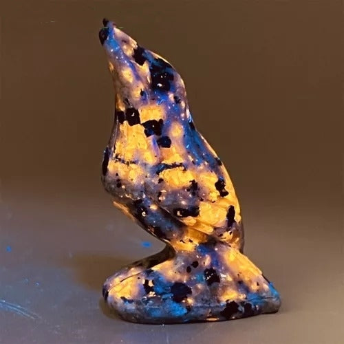 New Natural Emberlite Crow Statue Handcrafted