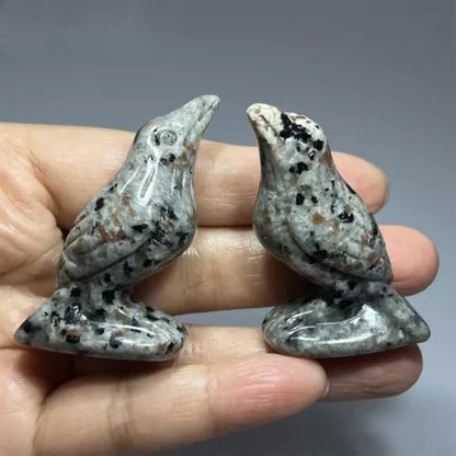 New Natural Emberlite Crow Statue Handcrafted