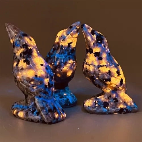 New Natural Emberlite Crow Statue Handcrafted