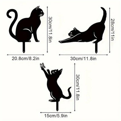 🐈‍⬛ Black Cat Silhouette Garden Decor (Set of 3)
