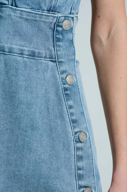 Short Sleeved Button-up Denim Dress