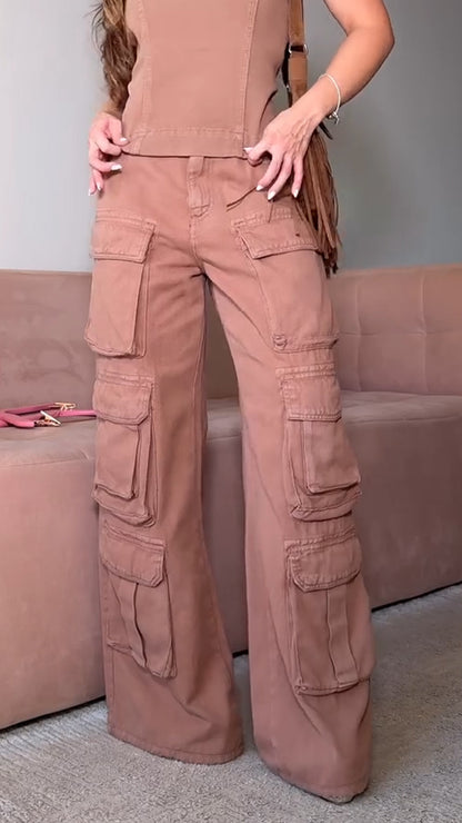 Women's Workwear Multi-dimensional Pocket Heavy-duty Casual Trousers