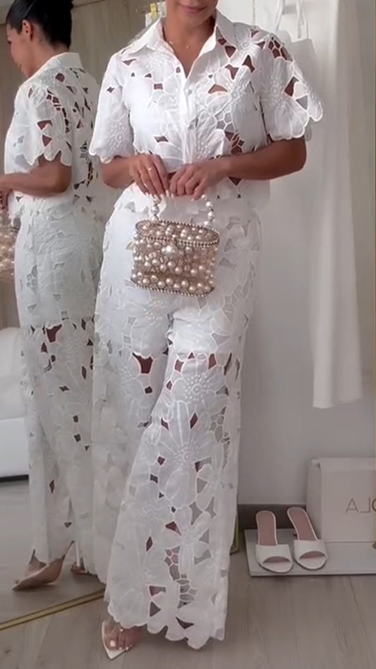 Women's Lapel Hollow Casual Suit