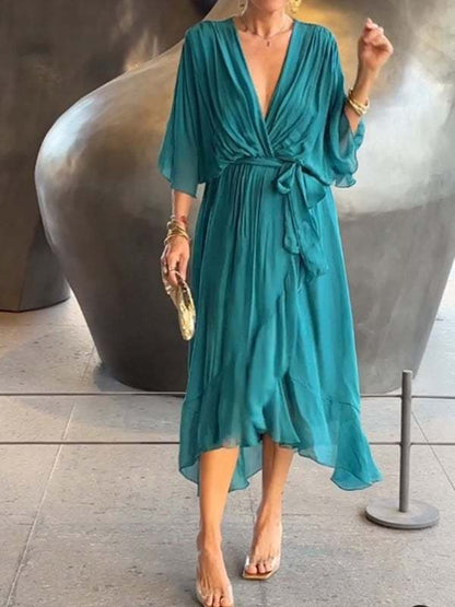 💥 - Stylish and elegant V-neck chiffon dress