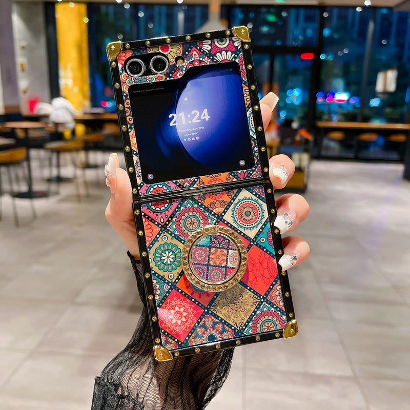 Retro Boho Style Ring Case With Lanyard for Samsung Galaxy Z Flip 3/4/5